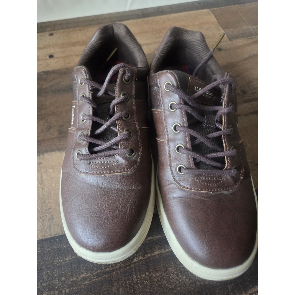 U.S. Polo Assn. Boys Sz 3.5 Children Casual Lace Up Shoes Dark Brown Logo - Picture 3 of 7